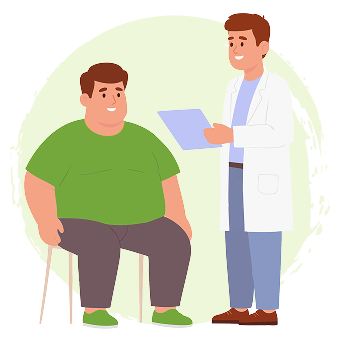 obézní muž u lékaře